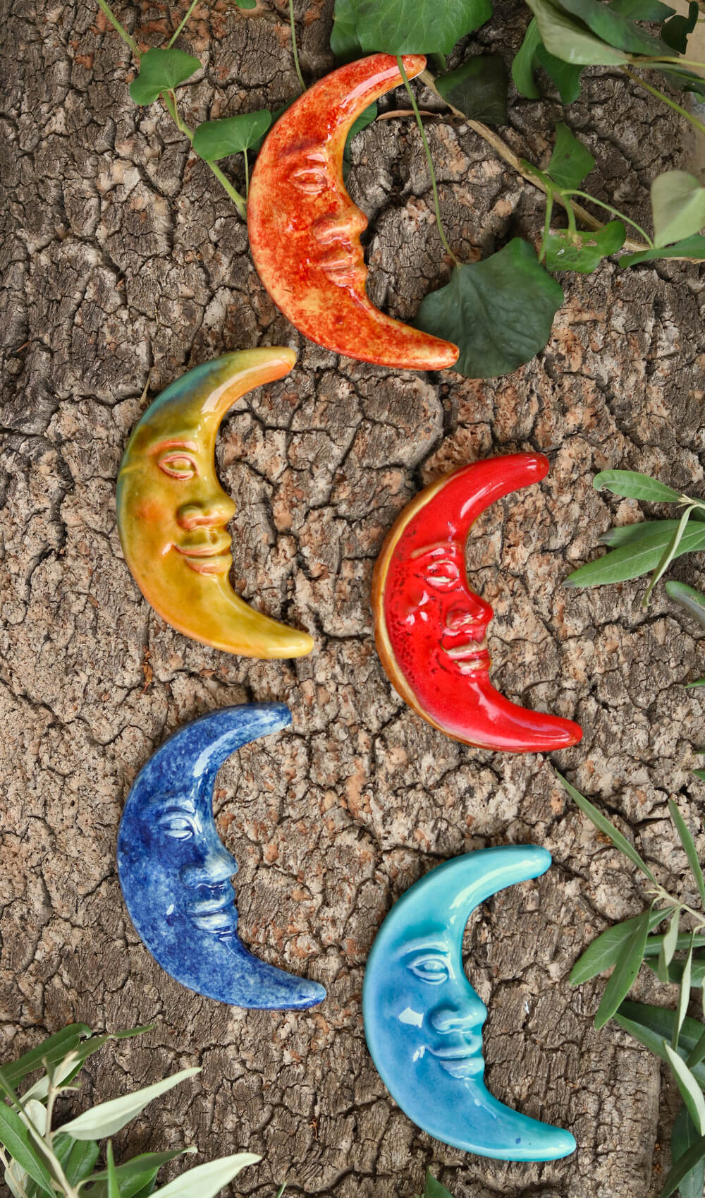 Les Lunes 4.5" Handmade Ceramic Moons from Provence - Cera d'Art French Artisan Garden Decor