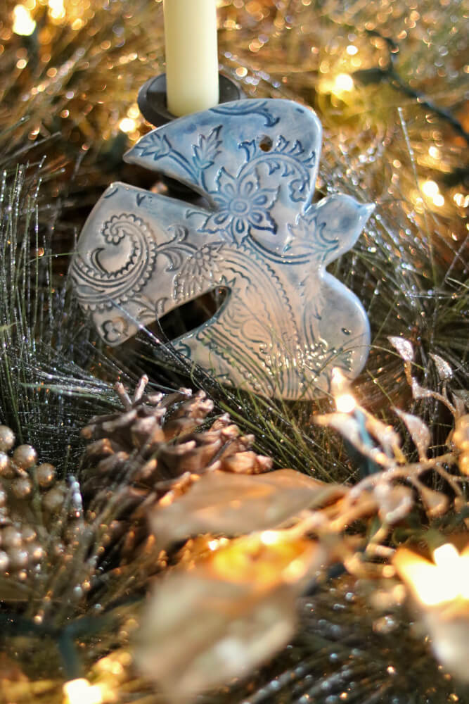 5" Handmade Ceramic Dove Wall Christmas Ornament from Provence - Cera d'Art Decor - French Catholic Christian Gifts