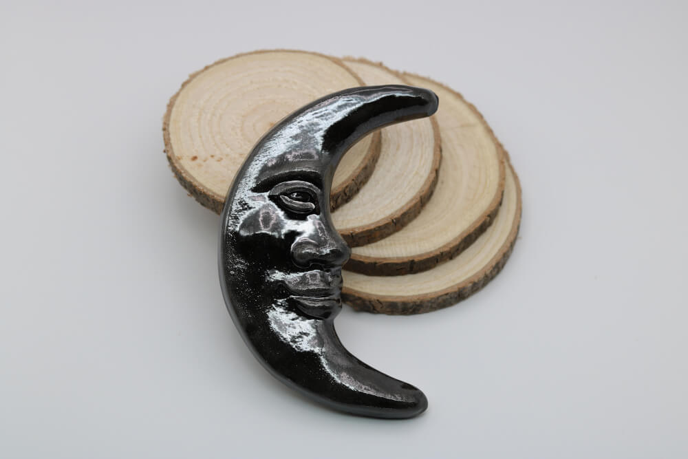 La Lune 4.5" Handmade Ceramic Moon from Provence - Cera d'Art French Artisan Garden Decor - Dark Side of the Moon