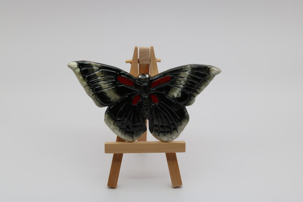 Black Handmade Ceramic Butterfly Moth Wall Ornament from Provence - Cera d'Art French Artisan Garden Decor