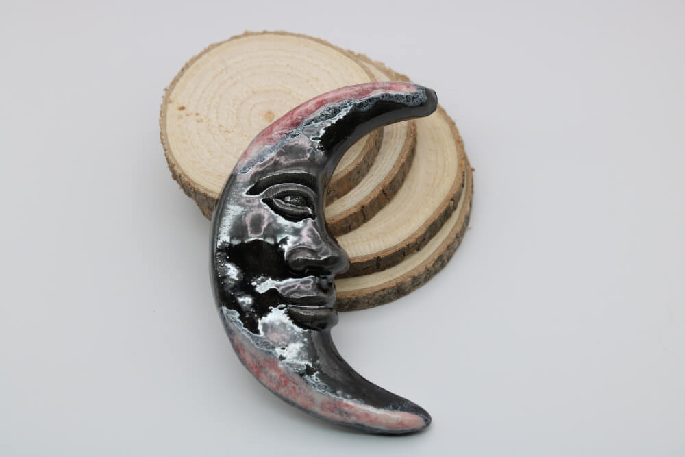 La Lune 4.5" Handmade Ceramic Moon from Provence - Cera d'Art French Artisan Garden Decor - Dark Side of the Moon