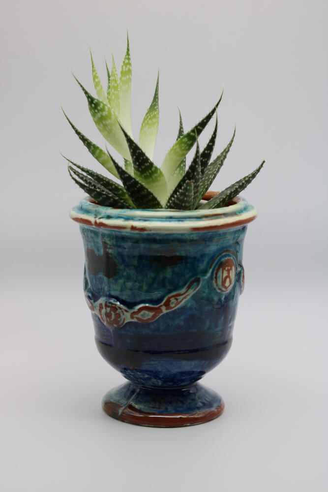 5" Handmade Ceramic Planter Pot Anduze - Cera d'Art French Artisan Home Garden Decor from Provence