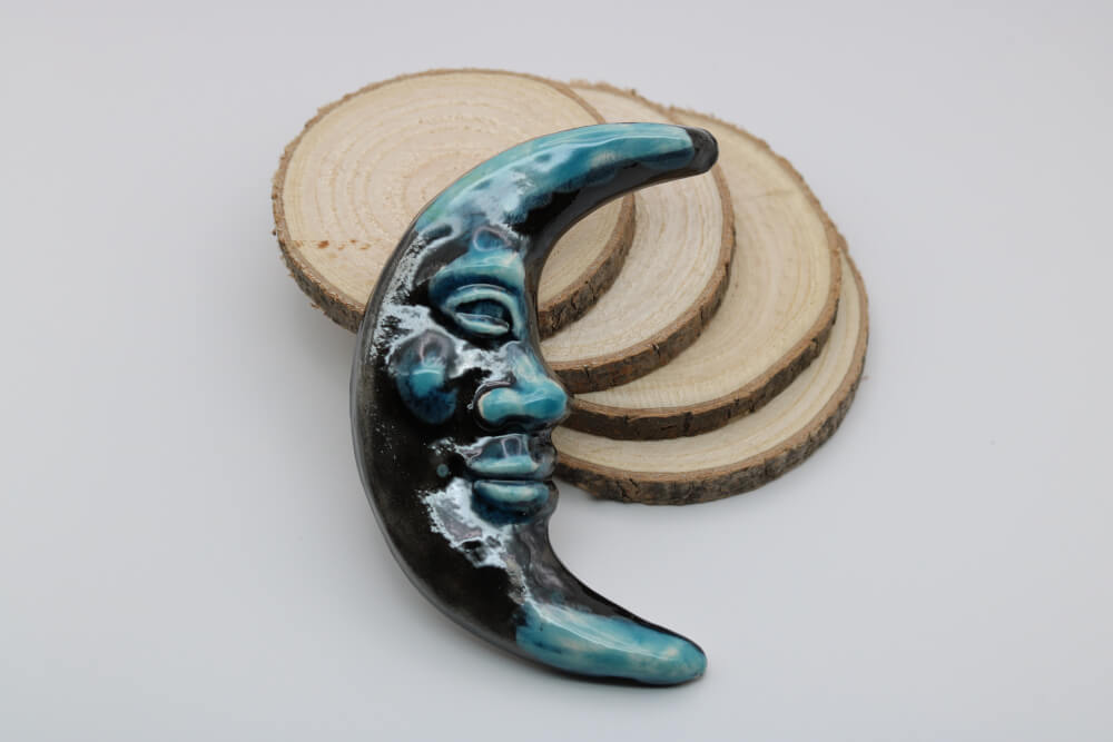 La Lune 4.5" Handmade Ceramic Moon from Provence - Cera d'Art French Artisan Garden Decor - Dark Side of the Moon