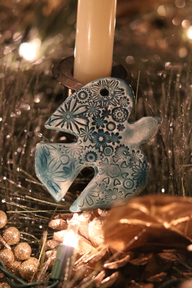 Handmade Ceramic Dove Christmas Tree Ornaments from Provence - Cera d'Art Decor - French Catholic Gifts