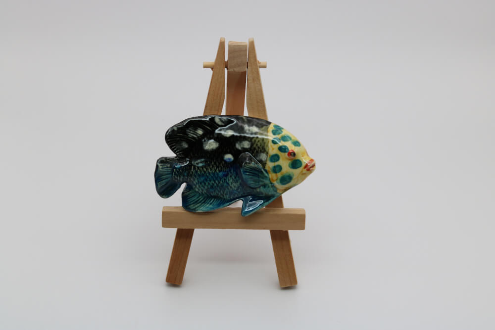 Blue Yellow French Artisan Made Mediterranean Fish Magnets - Cera d'Art Coastal Sea Decor