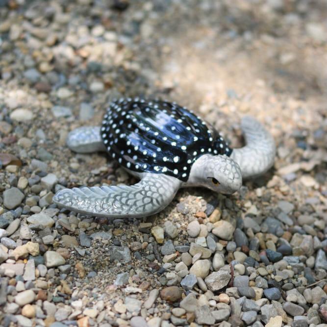 Decorative Ceramic French Mediterranean Papo Leatherback Sea Turtle Gray