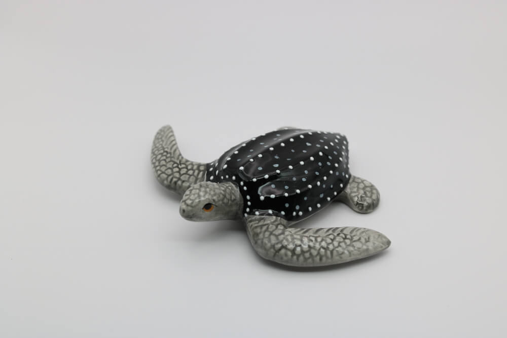 Decorative Ceramic French Mediterranean Papo Leatherback Sea Turtle Gray
