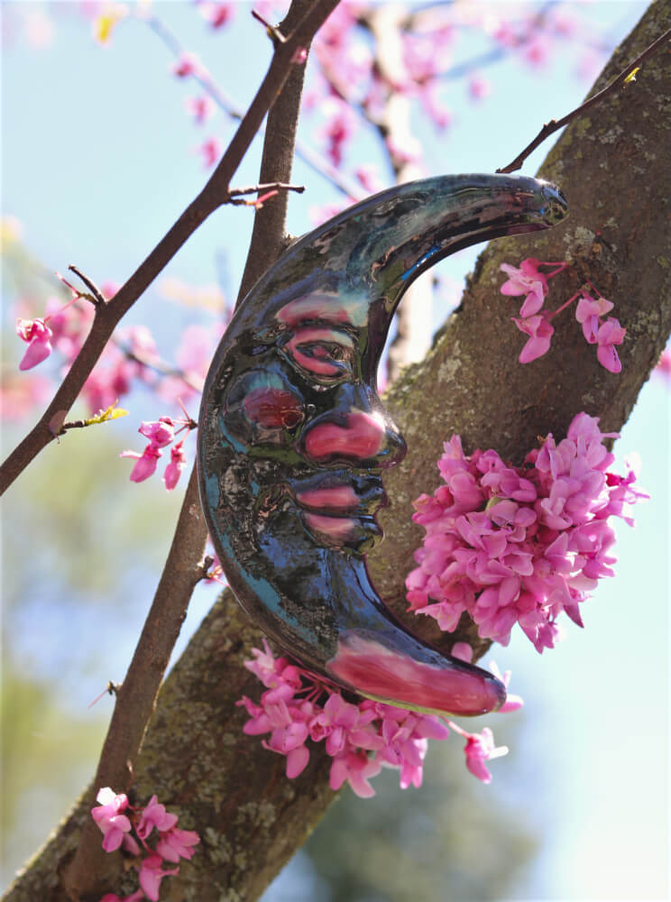 La Lune in Spring 4.5" Handmade Ceramic Moon from Provence - Cera d'Art French Artisan Garden Decor