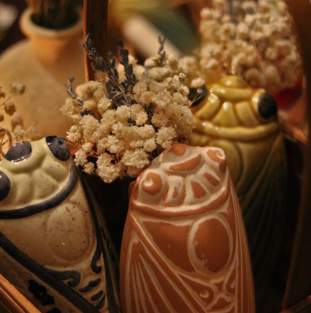 French Artisan Handmade Cicada Pocket Vases