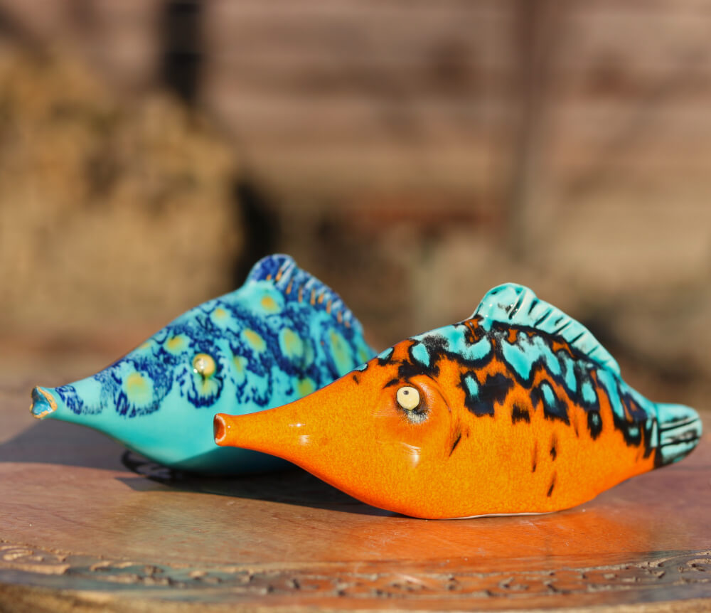 French Artisan Made Decorative Mediterranean Flute Fish by Cera d'Art