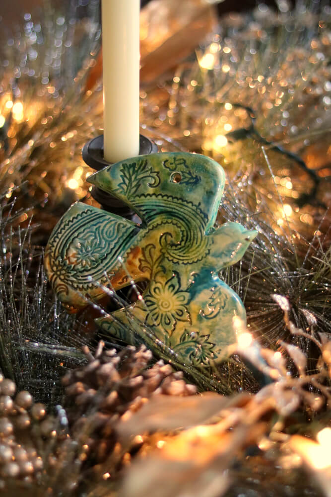 5" Handmade Ceramic Dove Wall Christmas Ornaments from Provence - Cera d'Art Decor - French Catholic Christian Gifts