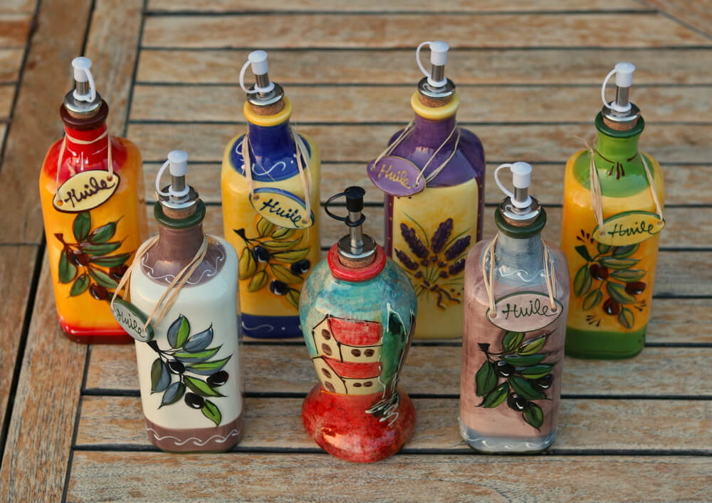 Hand Painted French Olive Oil Dispensers from Provence by the Artisans of Terres et Couleurs