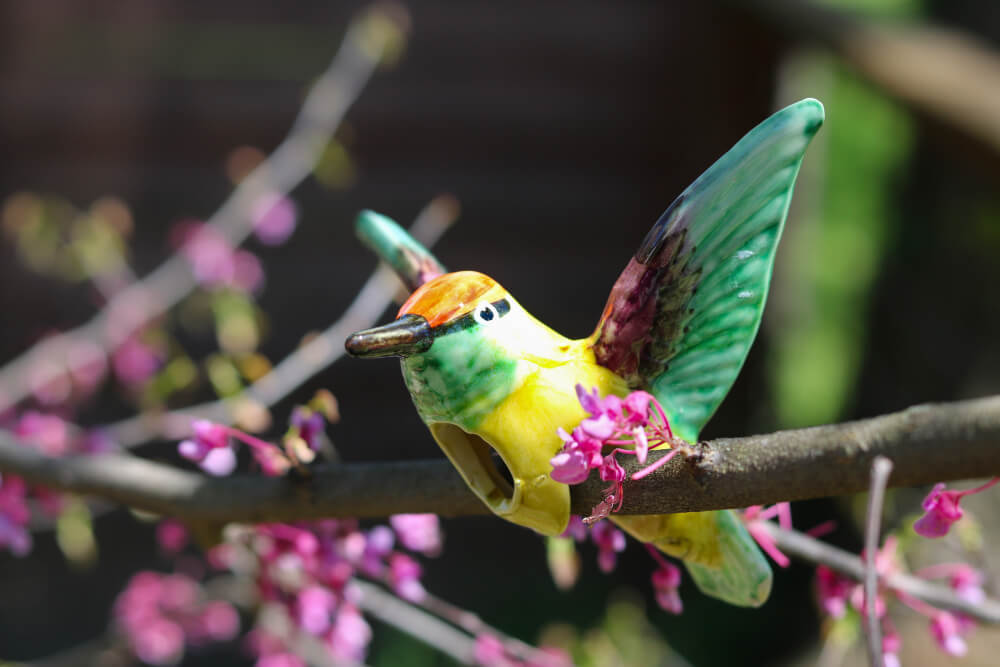 Handmade Ceramic Hummingbird Pot Hangers from Provence - Cera d'Art Garden Decor