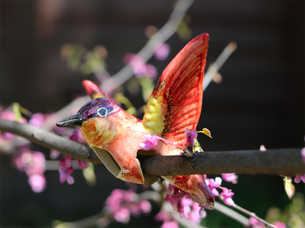 Handmade Ceramic Hummingbird Pot Hangers from Provence - Cera d'Art Garden Decor