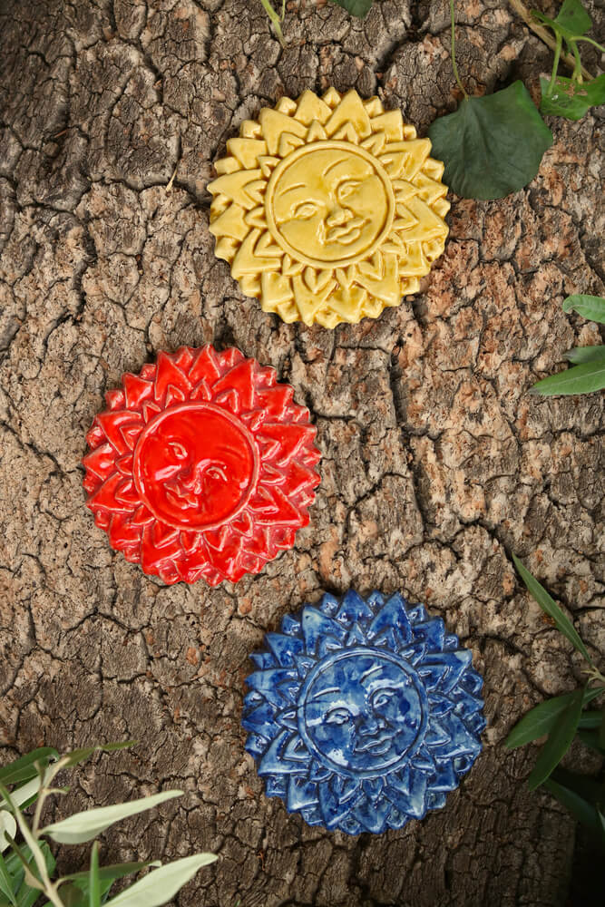 Handmade Ceramic Sun Face from Provence – Cera d'Art French Artisan Garden Decor