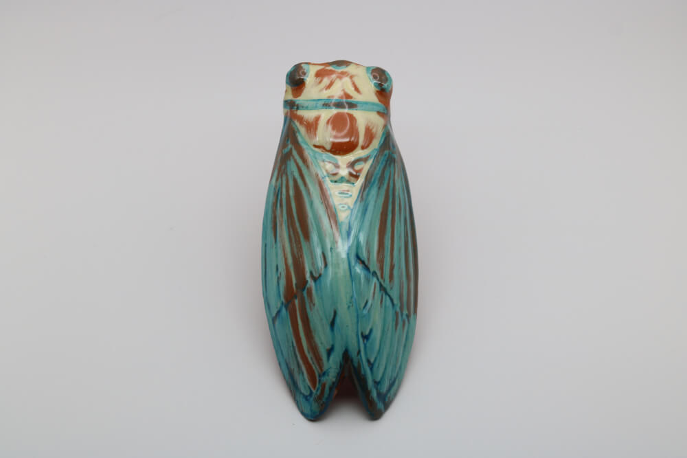 Turquoise Decorative French Classic Handmade Ceramic Cicada Pocket Vase from Provence by Cera d'Art