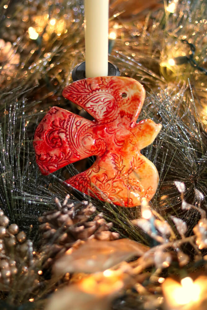 5" Handmade Ceramic Dove Christmas Wall Ornaments from Provence - Cera d'Art Decor - French Catholic Christian Gifts