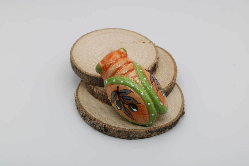 Orange Lime Green Mini Handmade Ceramic Cicada Wall Ornaments from Provence – Terres et Couleurs Decor Cigale
