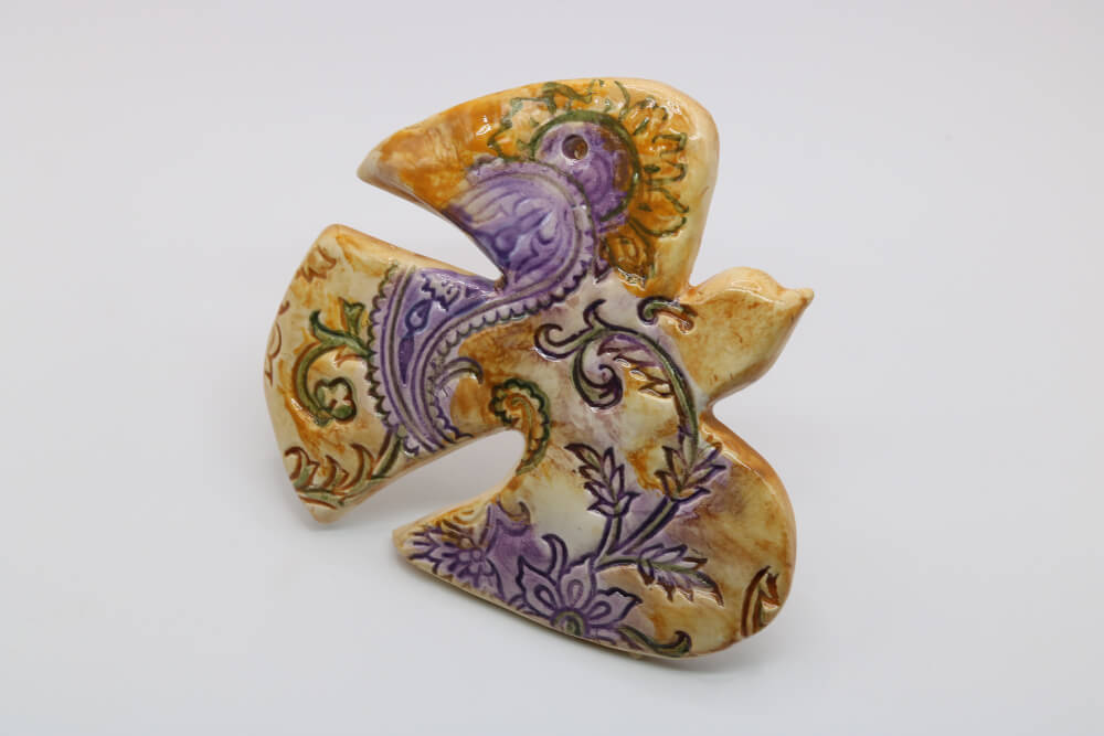 5" Handmade Ceramic Dove Wall Ornament from Provence - Cera d'Art Decor - French Catholic Christian Christmas Gifts