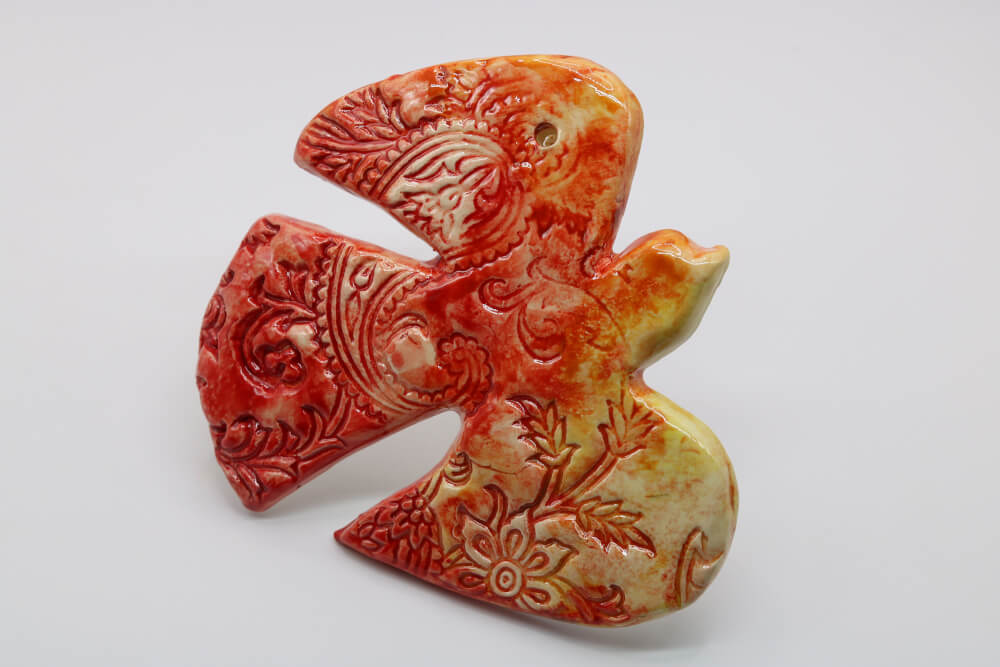 5" Handmade Ceramic Dove Wall Christmas Ornament from Provence - Cera d'Art Decor - French Catholic Christian Gifts