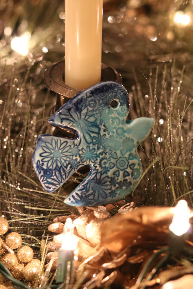 Handmade Ceramic Dove Christmas Tree Ornaments from Provence - Cera d'Art Decor - French Catholic Gifts