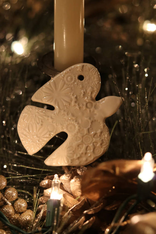Handmade Ceramic Dove Christmas Tree Ornaments from Provence - Cera d'Art Decor - French Catholic Gifts
