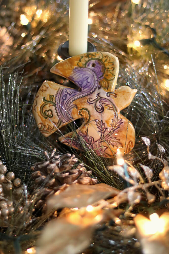 5" Handmade Ceramic Dove Wall Christmas Ornament from Provence - Cera d'Art Decor - French Catholic Christian Gifts