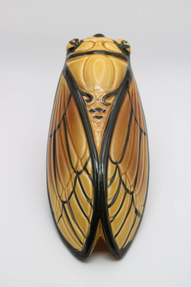 Yellow Black Classic Handmade French Ceramic Cicada Pocket Vases from Provence - Cera d'Art Decor