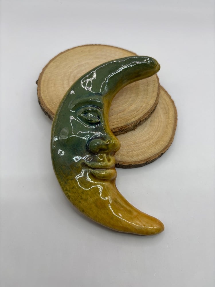 4.5" Handmade Ceramic Moon from Provence - Cera d'Art French Artisan Garden Decor