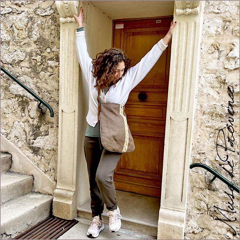 Shoulder Bag Linen and Leather Eva