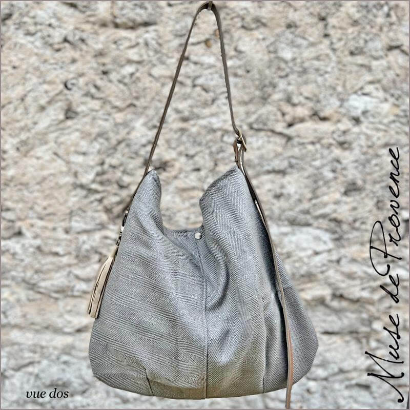 Shoulder Bag Linen and Leather Eva