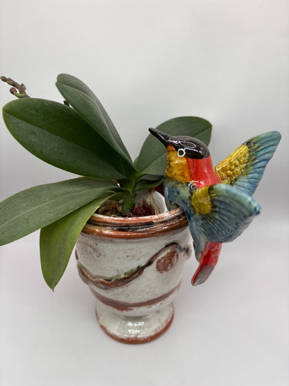 Handmade Ceramic Hummingbird Pot Hangers from Provence - Cera d'Art Garden Decor