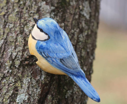 Handmade Ceramic Chickadee Bird Pot Hangers from Provence - Cera d'Art Garden Decor