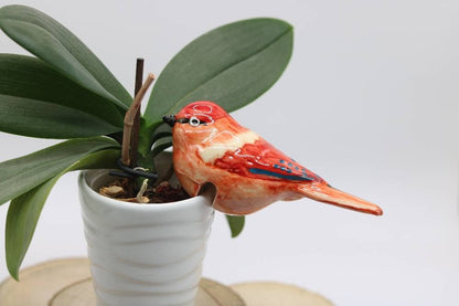 Handmade Ceramic Chickadee Bird Pot Hangers from Provence - Cera d'Art Garden Decor