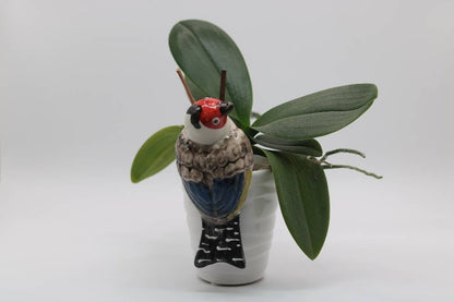 Handmade Ceramic Sparrow Bird Pot Hangers from Provence - Cera d'Art Garden Decor