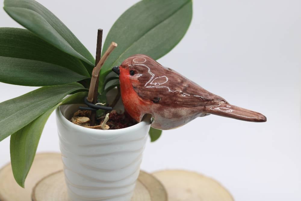 Handmade Ceramic Chickadee Bird Pot Hangers from Provence - Cera d'Art Garden Decor