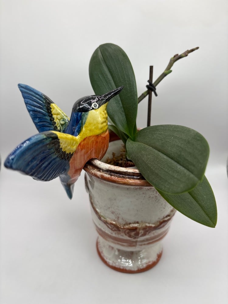 Handmade Ceramic Hummingbird Pot Hangers from Provence - Cera d'Art Garden Decor