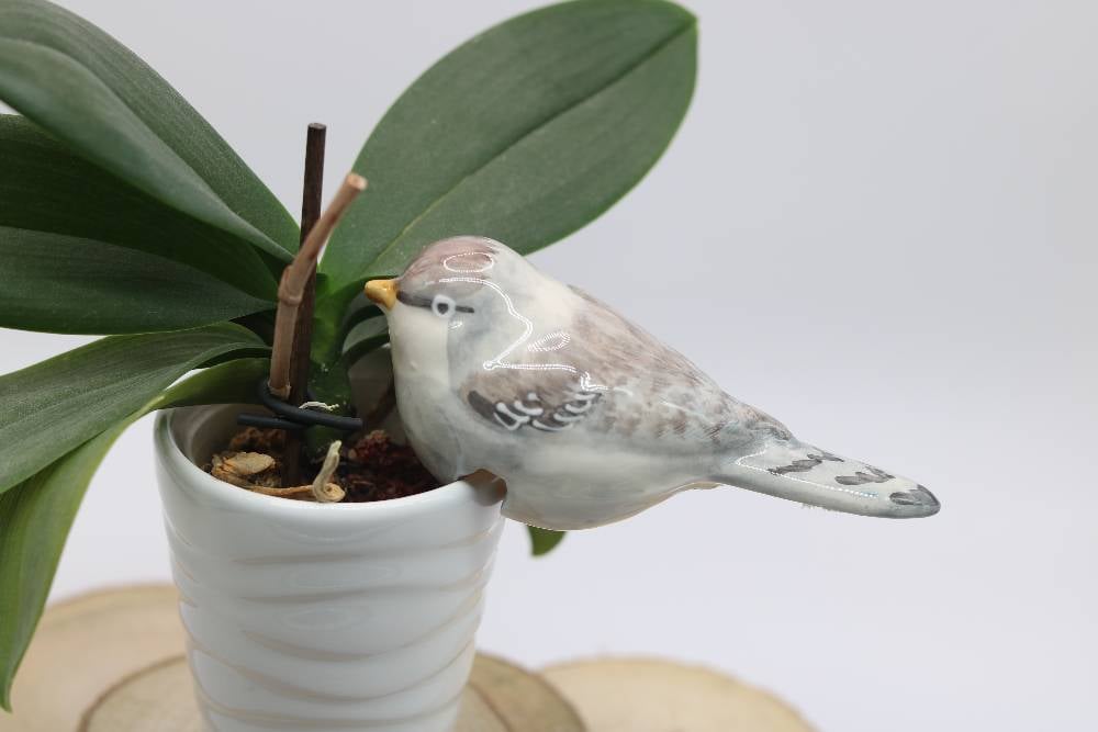 Handmade Ceramic Chickadee Bird Pot Hangers from Provence - Cera d'Art Garden Decor