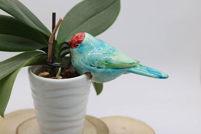 Handmade Ceramic Chickadee Bird Pot Hangers from Provence - Cera d'Art Garden Decor