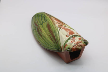 8.5" Handmade Ceramic Cicada Pocket Vases from Provence - Cera d'Art Decor