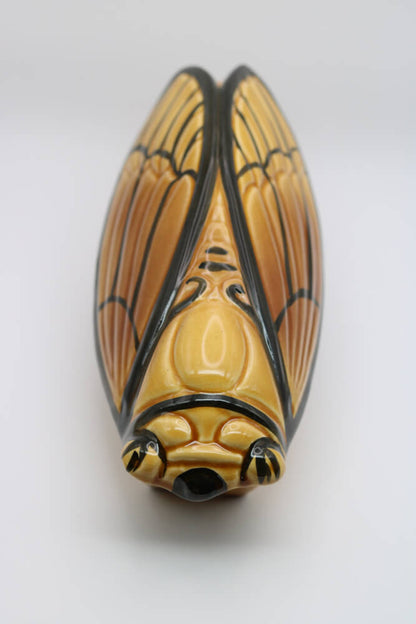 Yellow Black Handmade Classic French Ceramic Cicada Pocket Vases from Provence - Cera d'Art Decor 