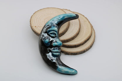 La Lune 4.5" Handmade Ceramic Moon from Provence - Cera d'Art French Artisan Garden Decor - Dark Side of the Moon