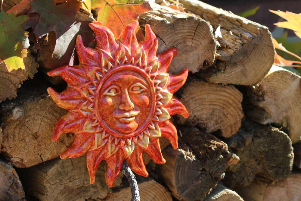 Decorative French Artisan Red Ceramic Cicada Pocket Sun Face from Provence by Cera d'Art 2