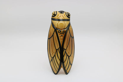 Decorative French Classic Yellow and Black Handmade Ceramic Cicada Pocket Vase from Provence by Cera d'Art