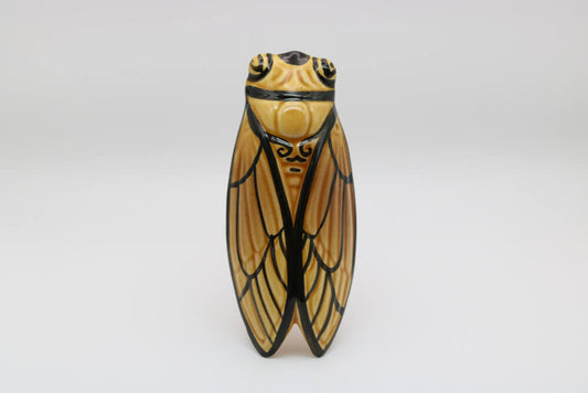 Decorative French Classic Yellow and Black Handmade Ceramic Cicada Pocket Vase from Provence by Cera d'Art