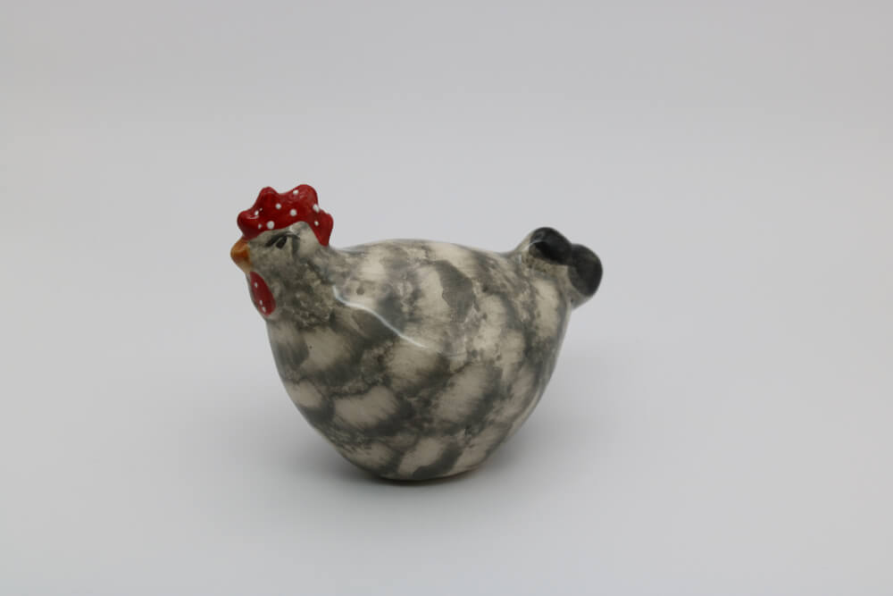 Gray Spotted Handmade Ceramic Chickens from Provence - Cera d'Art French Decor Hens