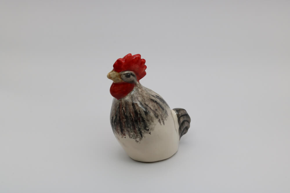 Gray and White Handmade Ceramic Roosters from Provence - Cera d'Art Decor