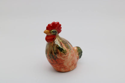 Orange Green Handmade Ceramic Roosters from Provence - Cera d'Art Decor