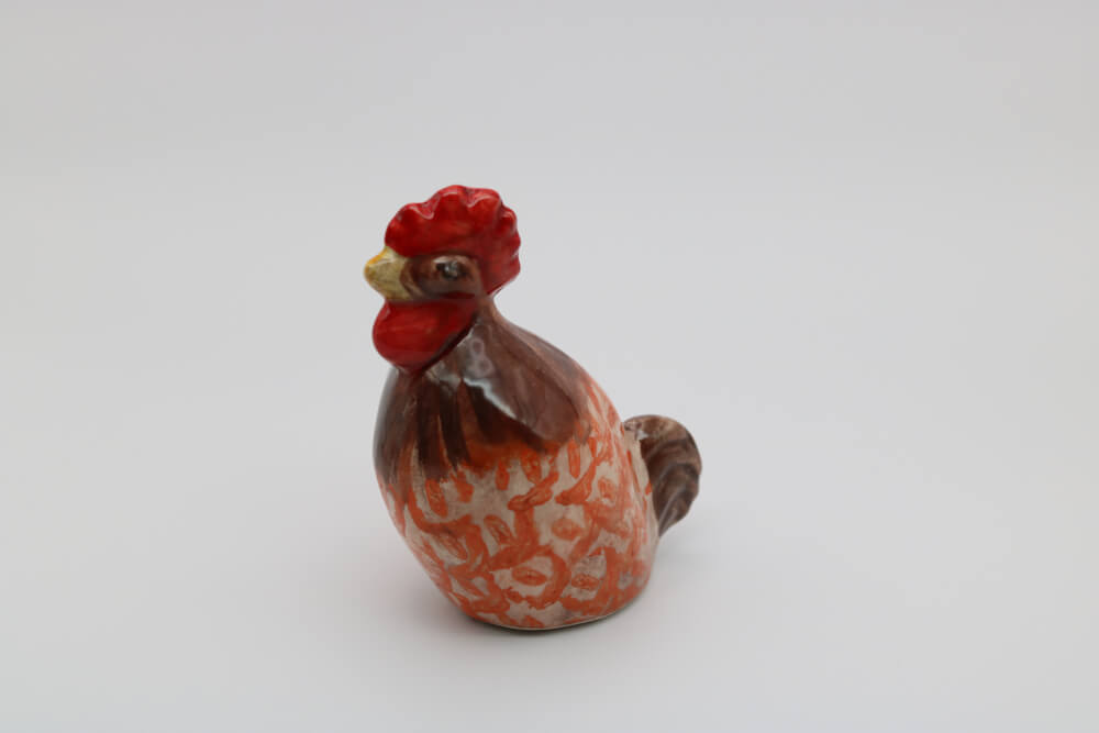 Orange Brown Handmade Ceramic Roosters from Provence - Cera d'Art Decor