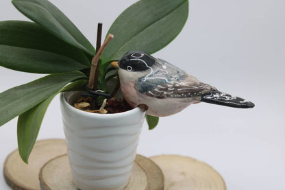 Handmade Ceramic Chickadee Bird Pot Hangers from Provence - Cera d'Art Garden Decor